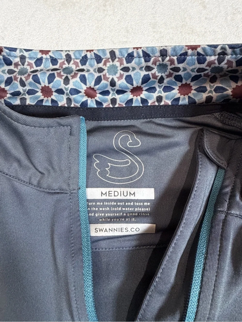 Swannies Golf Size Medium Ribbon Comlar Performance Quarter-Zip Gray Pullover